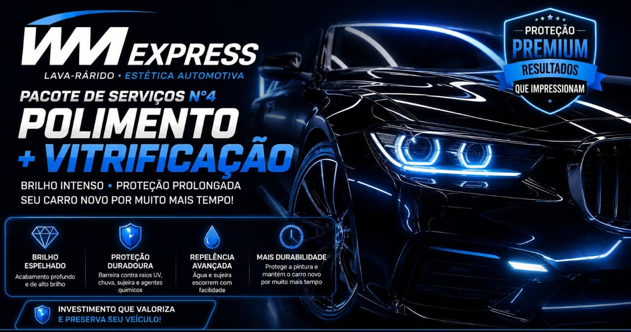 Pacote de Polimento Profissional com Vitrificação da WM Express